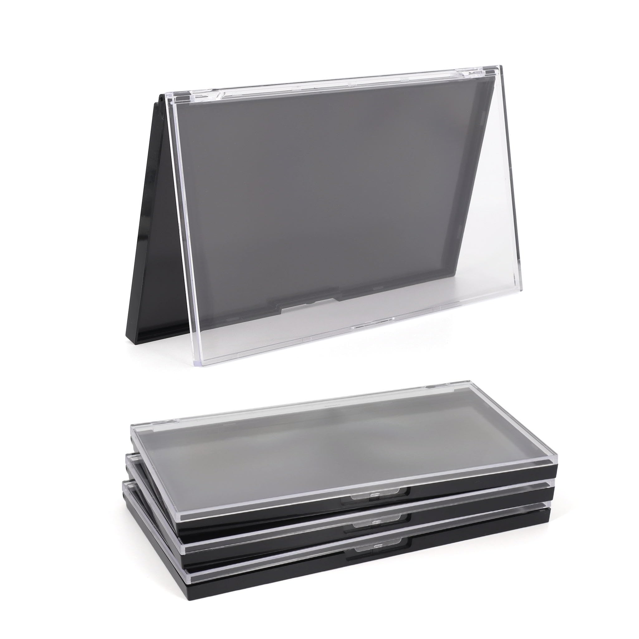 Photo 1 of AJLTPA Magnetic Makeup Palette with Clear Top, 3Pack Empty Eyeshadow Pan Dispensing Storage Box with 60Pcs Adhesive Metal Stickers for DIY Cosmetics Lipstick Blush Powder-7.71”X4.33”Palette