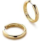 Ana Luisa Giulia Huggie Hoop Earrings for Women - Hypoallergenic Water-Resistant Tarnish-Free Chunky Earrings for Women - 14K Gold Plated & Silver Rhodium Plated Hoops - Small, Medium & Large Size