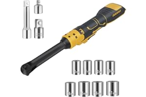 DGLYYXGS 3/8 Inch Cordless Ratchet Wrench, for DEWALT 20V Max Battery, 74Ft-Lbs, 0-450RPM Variable Speed Trigger, R&F Switch, 8 Sockets, 3/8" to 1/4" Adapter, 3" Extension Bar, Extended 6-inch Head