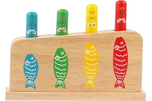1 Set Baby Pop-Up Toy Multicolor Wooden Pop-Up Toy with 4 Cat Pattern Game Stick Educational Montessori Baby Toys for Kids Bo