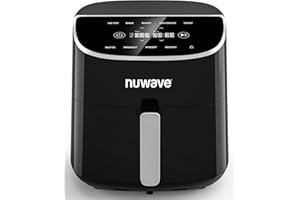Nuwave Brio Plus 8 Qt Air Fryer, PFAS Free, New & Improved, Digital Touch Screen, Cool White Display, 50°F~400°F in Precise 5