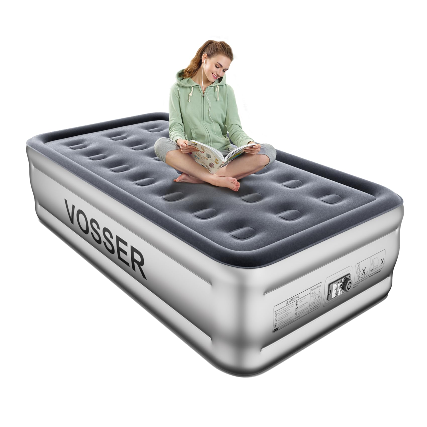 Photo 1 of VOSSER Twin Air Mattress with Built in Pump,18” Raised Blow Up Mattress,Inflatable Mattress in 2 Mins,Single Twin Size Air Mattress for Camping,Floor&Travel, Air Bed for Adults,330LB Max