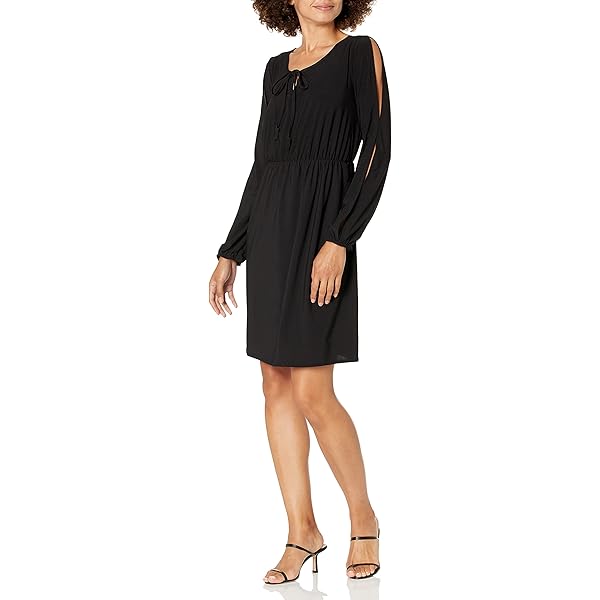 Anne Klein Womens Classic Wrap with Lace Sleeves Dress, Anne Black, Medium  US at Amazon Women's Clothing store