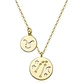 ABDOT Gold Necklace for Women 18K Gold Plated Astrology Zodiac Necklace 12 Constellation Necklace Birthday Gift for Women