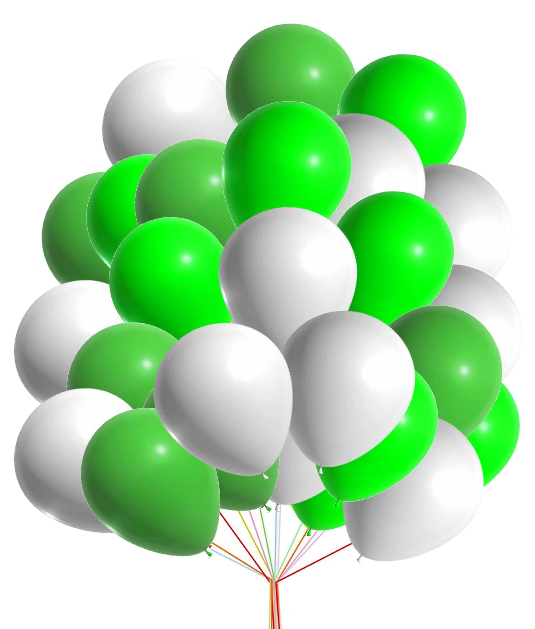 Green White Balloons 30 Pack 10 Inch Green Lime-Green Party Balloon Wild One Jungle Safari Balloons for Boys Girls Birthday Baby Shower Decorations