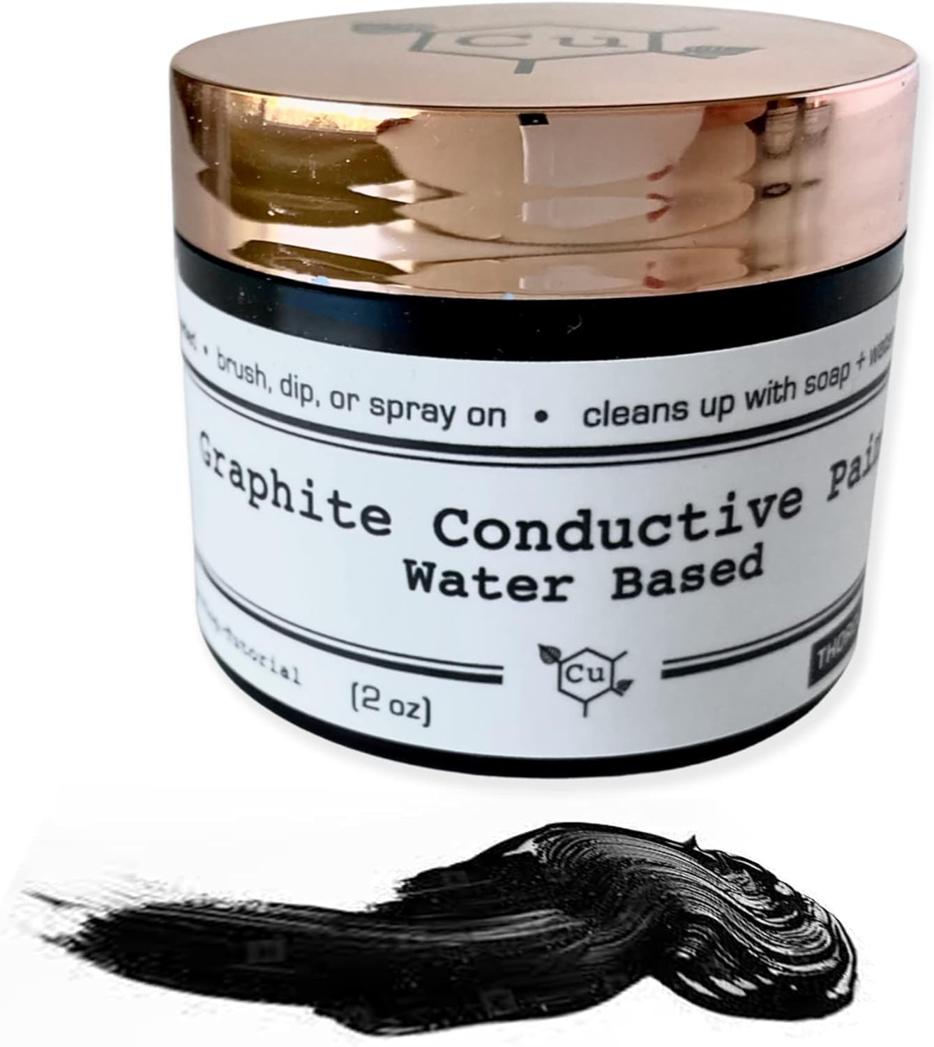 Mixed Media - Water Base Conductive Paint for Electroforming | 2oz Jar Graphite Conductive Paint for Electroformed Jewelry | Copper Electroforming Supply