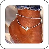 Vacaonio Vintage Layered Dolphin Anklet Fish Anklet Foot Chain Silver Dolphin Anklet Bracelet Adjustable Bead Anklet Summer Beach Anklet Jewelry for Women