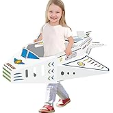 OLYMPE STORE Cardboard Airplane for Kids - DIY Playhouse & Coloring Activity | Large Pretend Play Vehicle - Recyclable & Eco-Friendly | Great Gift for Boys & Girls Ages 3-8