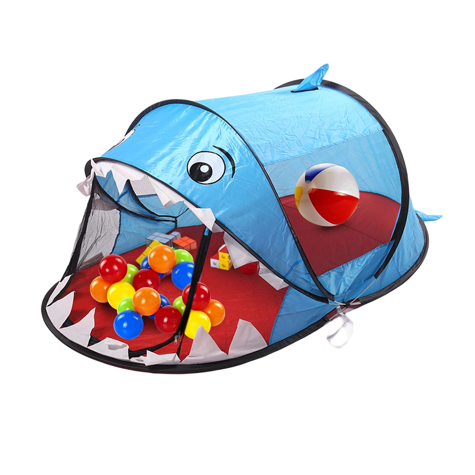 Balakaka Pop Up Shark Play Tent for Kids, Foldable Princess Castle Playhouse with Carry Bag, Portable Indoor & Outdoor Toys Gift for 3-8 Year Old Boys Girls, 182x96x76 cm (no cushion)