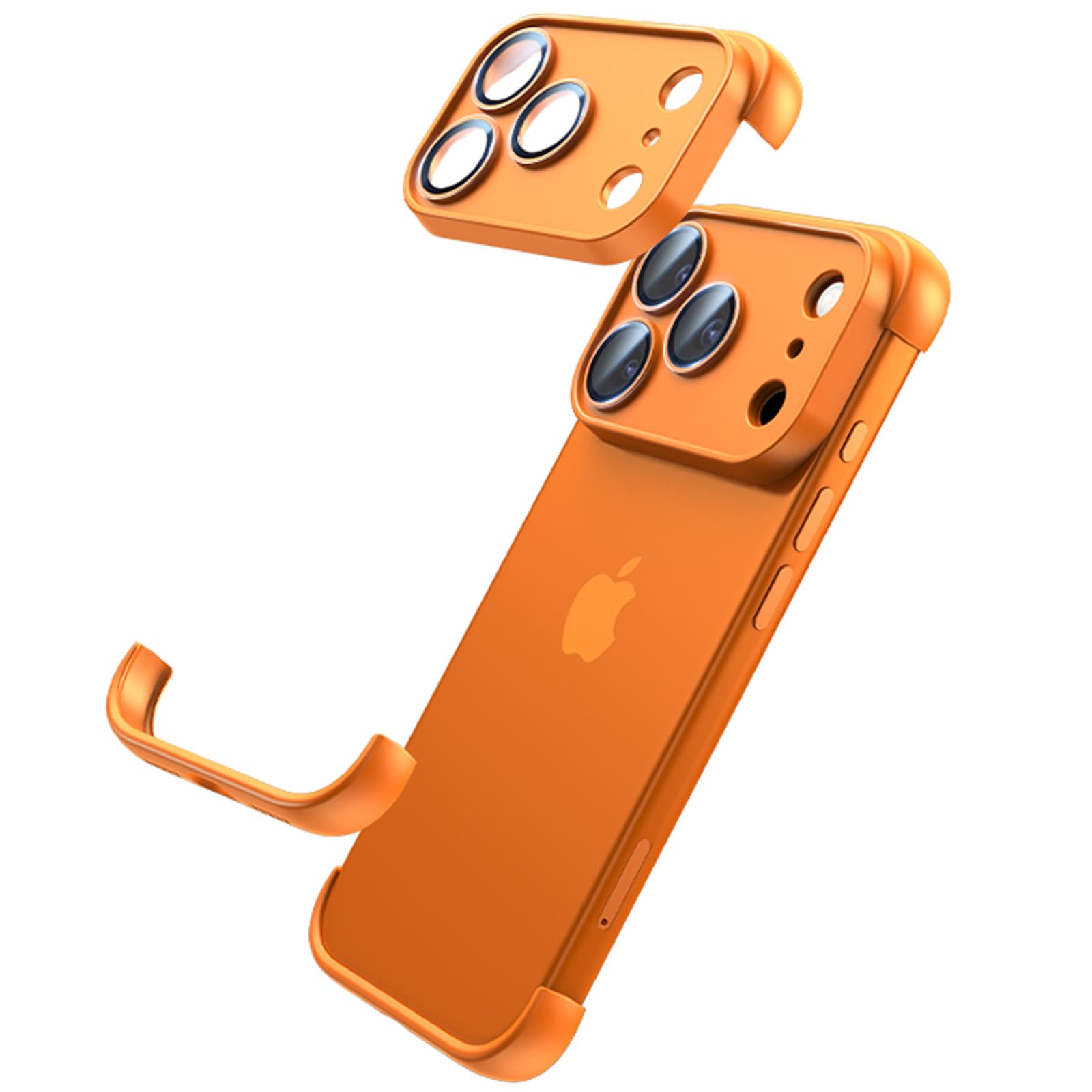 Photo 1 of KUGEW for iPhone 17 Pro Max Frameless Bumper Case with Camera Lens Protector, Compatible with MagSafe, Minimalist Slim Fit No Back No Frame Design TPU Bumper Excellent Heat Dissipation (Orange)