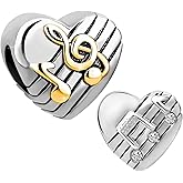 KunBead Gold Music Musical Note Love Heart Bead Charms Compatible with Pandora Charm Bracelets Birthday Jewelry Gifts for Women