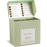 Tea Forte Single Steeps Tea Sampler, 15 Loose Leaf Pouches | Green Tea, 3 of Each Blend, Pre-Portioned Loose Leaf Tea, Giftable Box for Tea Lovers
