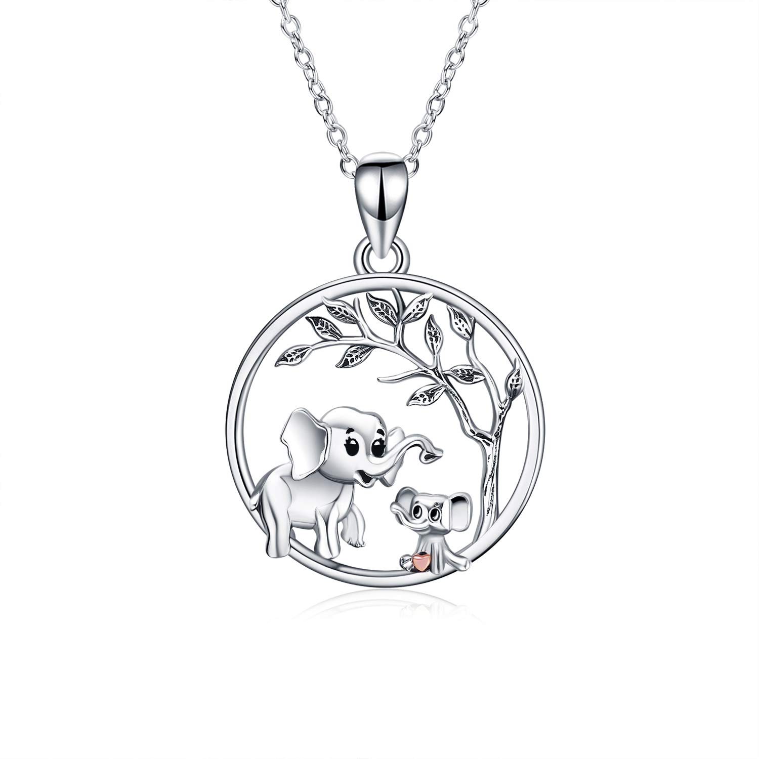 YAFEINI Otter/Axolotl/Dinosaur/Elephant Jewellery Gifts 925 Sterling Silver Sea Otter/Axolotl/Dinosaur Necklace Cute Animal Pendant for Women Girls Mom Sister Jewelry Gift (Elephant)