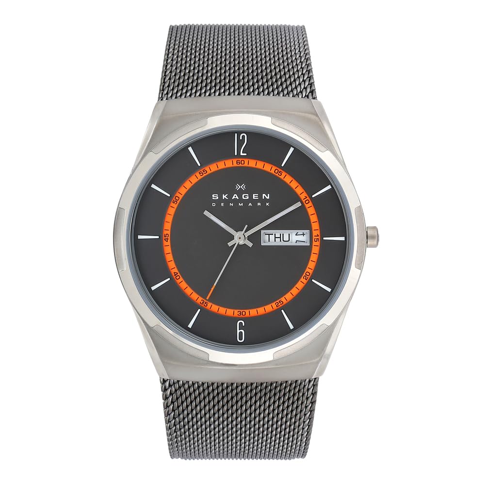 Skagen Watch for Men Melbye Titanium, Three Hand Day-Date Movement, 40 mm Charcoal Titanium Case with a Stainless Steel Mesh Strap, SKW6007 — image 1