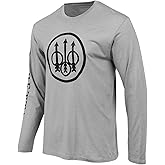 Beretta Men's Trident Logo Casual Durable Multi-Purpose Comfortable Cotton Blend Ribbed Crew Neck Plain Long Sleeve T-Shirt