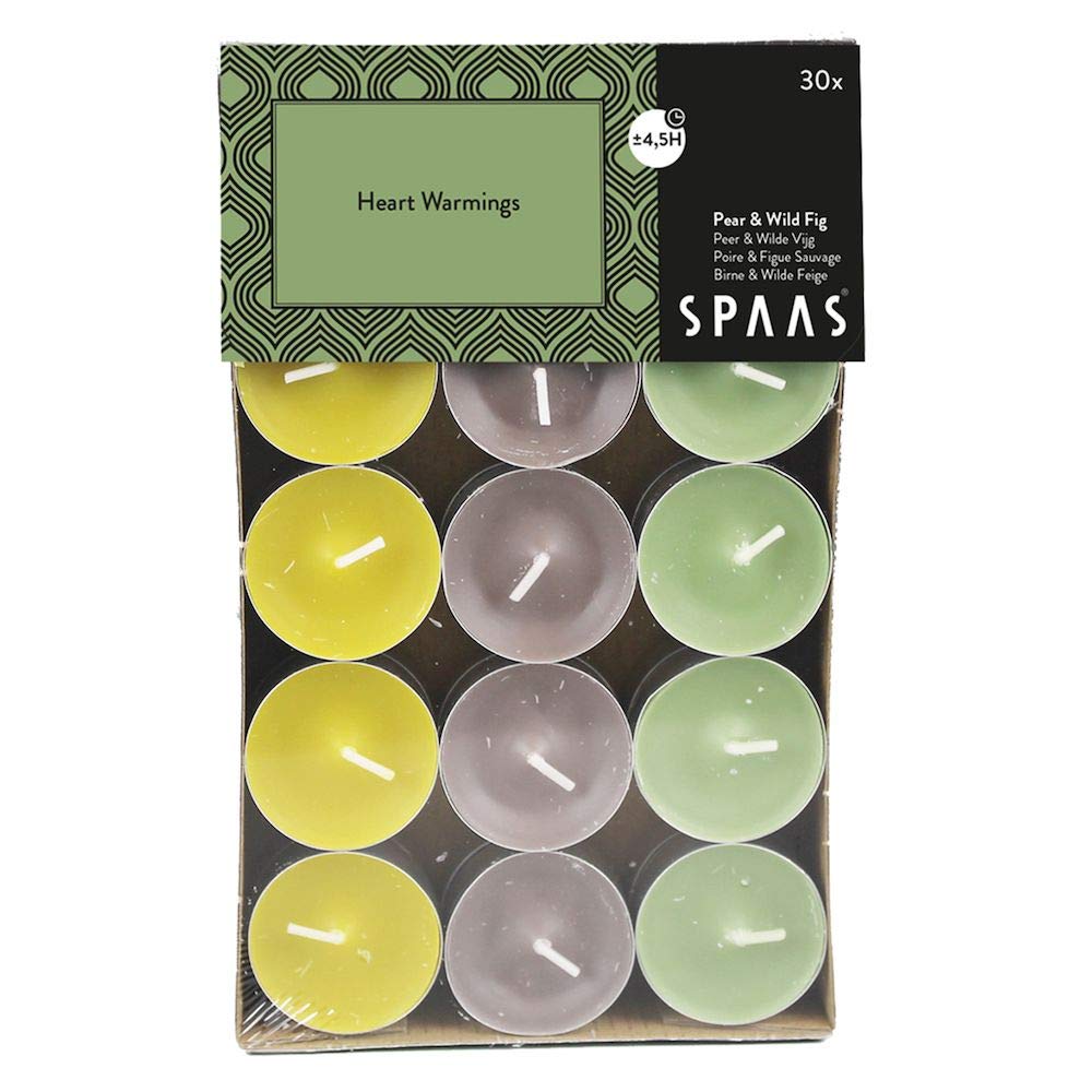 Spaas 30 Scented Tealights Assorted Colours, 4.5 Hours, Heart Warmings, Spring Green — image 1