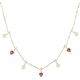 TARINIKA 925 Sterling Silver Heart CZ Charm Necklace, 1.0-Micron Gold & Rose Gold Plated, Dainty Pink Semi-Precious Stone Minimalist Jewelry for Women, Adjustable Chain, Romantic Gift for Her