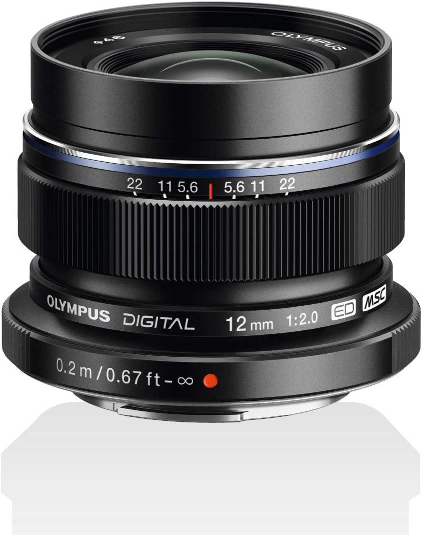 Olympus M.Zuiko Digital ED 12 mm F2.0 Lens, Fast Fixed Focal Length, Suitable for All MFT Cameras (Olympus OM-D & PEN Models, Panasonic G Series), Black