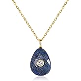 COAI Crystal Necklace for Women, Teardrop Pendant 18K Gold Plated Stainless Steel Necklace for Women