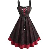 ROSE GAL Plus Size Gothic Vintage Lace Overlay Sleeveless Dress