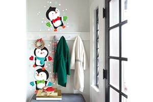 Paper Riot Co. Penquin Stacking Christmas Holiday Wall Stickers Removable for Family Activity Classroom Kids Room Nursery Bedroom Home Decor 65 Count Decals
