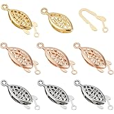 BENECREAT 60PCS Oval Fish Hook Clasps Connector, 3 Colors Stainless Steel Filigree Necklace Clasp, Jewelry Slide Clasps for Pearl Knotted Jewelry Making Craft Layered Necklace Bracelet