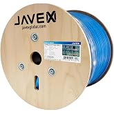 JAVEX CAT 6A Riser CMR Ethernet Cable 500FT Shielded FTP [UL Listed], Blue | TAA Compliant 23AWG 4 Pairs Solid Bare Copper Cat6a Cable, 750MHz, PoE++ for RJ45 Keystone Jack and Patch cord ETL Certified