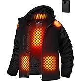 bailinghai Heated Jacket for Men with Bαtterγ Pack, Winter Outdoor Soft Shell Electric Heating Coat with Detachable Hood