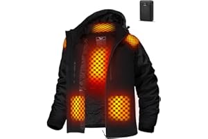 bailinghai Heated Jacket for Men with Bαtterγ Pack, Winter Outdoor Soft Shell Electric Heating Coat with Detachable Hood