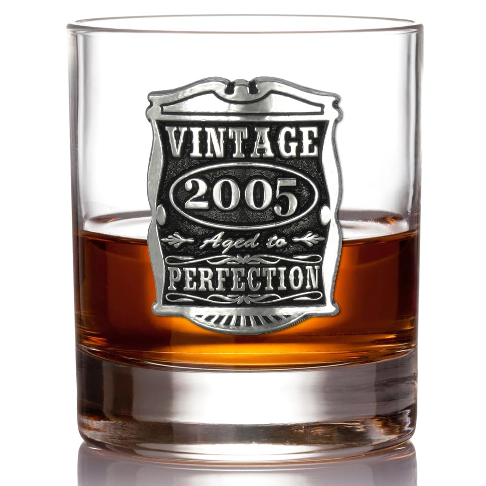 English Pewter Company Vintage Years 2005 21st Birthday Gift Whisky Glass Tumbler - Unique Gift Idea for Men [VIN006]