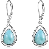 VONALA Dangle Earrings 925 Sterling Silver Opal Larimar Lapis Sapphire Turquoise Moss Agate Crystal Dangling Earrings Jewelry Gift for Women