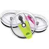 3 Packs Lids for 20oz Tumblers, ANIN Spill-proof Splash Resistant Straw-friendly Cover for Old Style 20 oz. Cups - Green, Rose Red, Gray