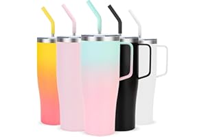 Hydraful 50 oz Insulated Cup with Handle - 100% Leak-Proof - Reusable Stainless Steel Large Coffee Travel Mug with 2 Lids - Keep Drinks Cold for 30 Hrs or Hot 9 Hrs - Ideal for Car,Home,Office,Camping