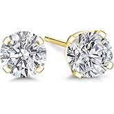 Gem Stone King 0.20 to 6 Cttw 14K Gold Lab Grown Diamond Stud Earrings | Gold Earrings For Women Men | E-F Color | VS1-VS2 Clarity