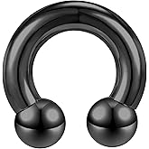 ZS Surgical Steel Horseshoe Circular Barbell, 00G 0G 2G 4G 6G 8G 12G 16G PA Rings, CBR Nose Septum Nipple Tragus Lip Ear Body Piercing Jewelry