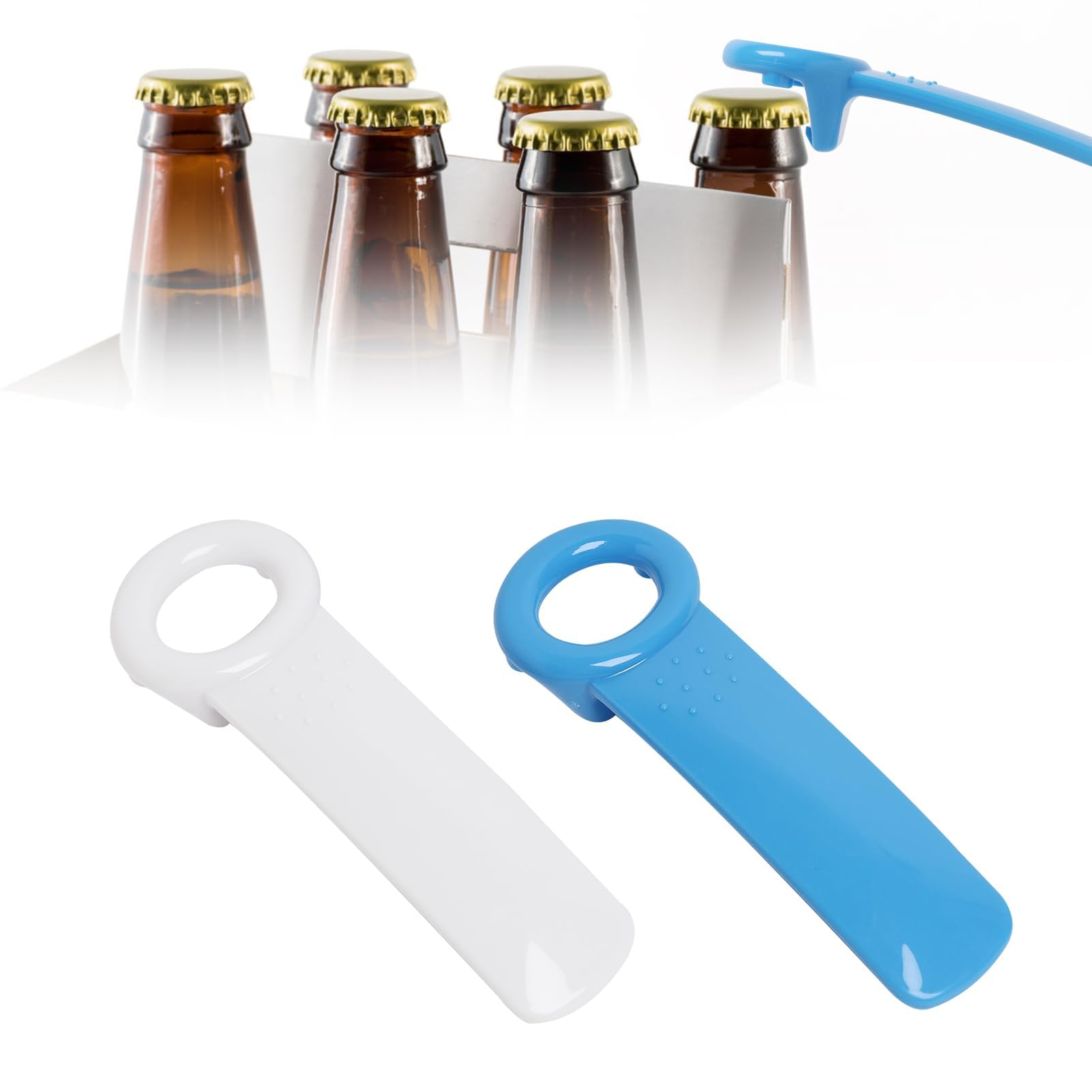 Jarkey Original Easy Jar Key Opener, 2PCS Can Lid Openers for Arthritis Hands Can Opener Arthritis Bottle Beer Open Tool Easy Jar Keys Grippers for Elderly Children Women (Blue + White)