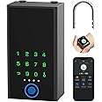 eLinkSmart Key Lock Box with Code, Large Fingerprint Smart Bluetooth Digital Wall Mount & Door Hanging Key Hider Electronic Combination Lockbox for Realtor, Hosts, Keys Safe Storage, Hide a Key