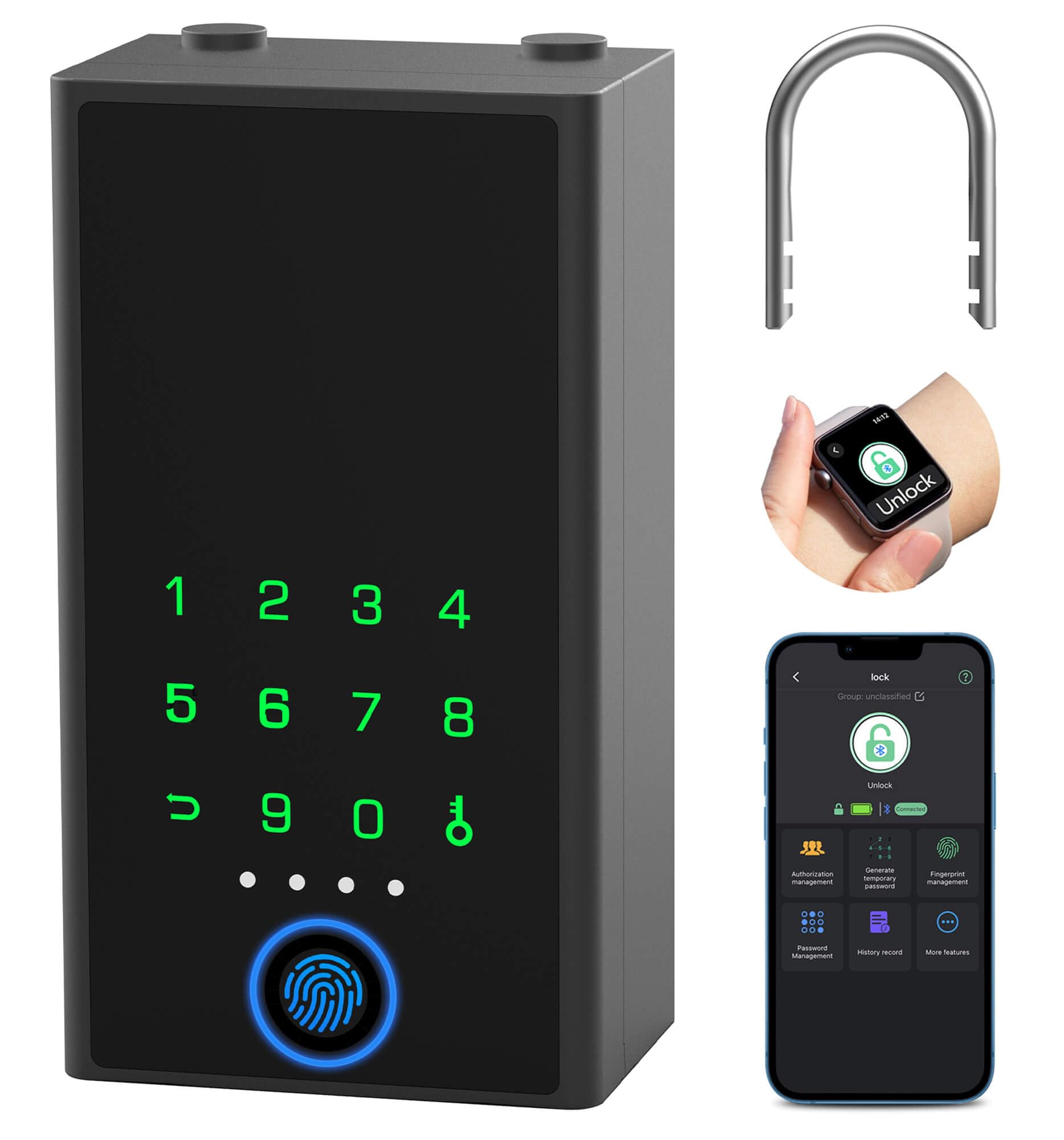 Photo 1 of eLinkSmart Key Lock Box with Code, Large Fingerprint Smart Bluetooth Digital Wall Mount & Door Hanging Key Hider Electronic Combination Lockbox for Realtor, Hosts, Keys Safe Storage, Hide a Key