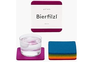 Graf Lantz - Bierfilzl Felt Coasters - Square - 100% Merino Wool - Moisture Wicking - Heat Resistant - Sustainable - Absorbs - Home Decor - Housewarming Gift - 6 Coaster Set - 4" x 4" x 5 mm - Rainbow
