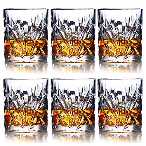 Whiskey Glasses Set of 610oz Premium Crystal Whiskey Glass, Rock Style Old Fashioned Glass For