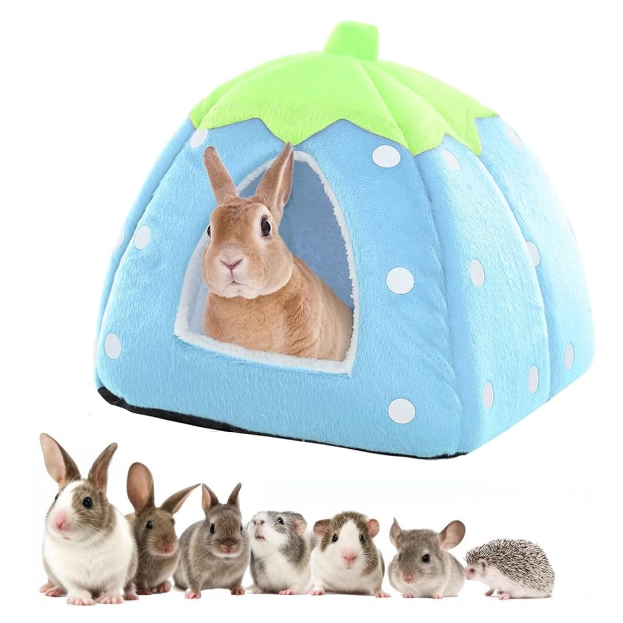 KOMUNJ Small Animal Winter House, Multifunctional Warm Bed, Winter Cosy Small Animal Beds, for Dwarf Rabbits, Chinchilla, Hamsters, S, Blue