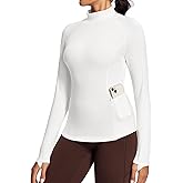 IUGA Workout Thermal Shirts for Women Turtleneck Long Sleeve Fleece Lined Tops Winter Running Gear with 2 Side Pockets