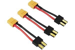 OliYin 3pcs Compatible with TRX Male to XT60 Female Connector Adapter Cable 14awg 1.96in RC Charger LiPo(Pack of 3)