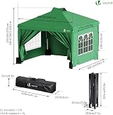 VOUNOT 3m x 3m Pop Up Gazebo with Sides Central Lock System Green view 6