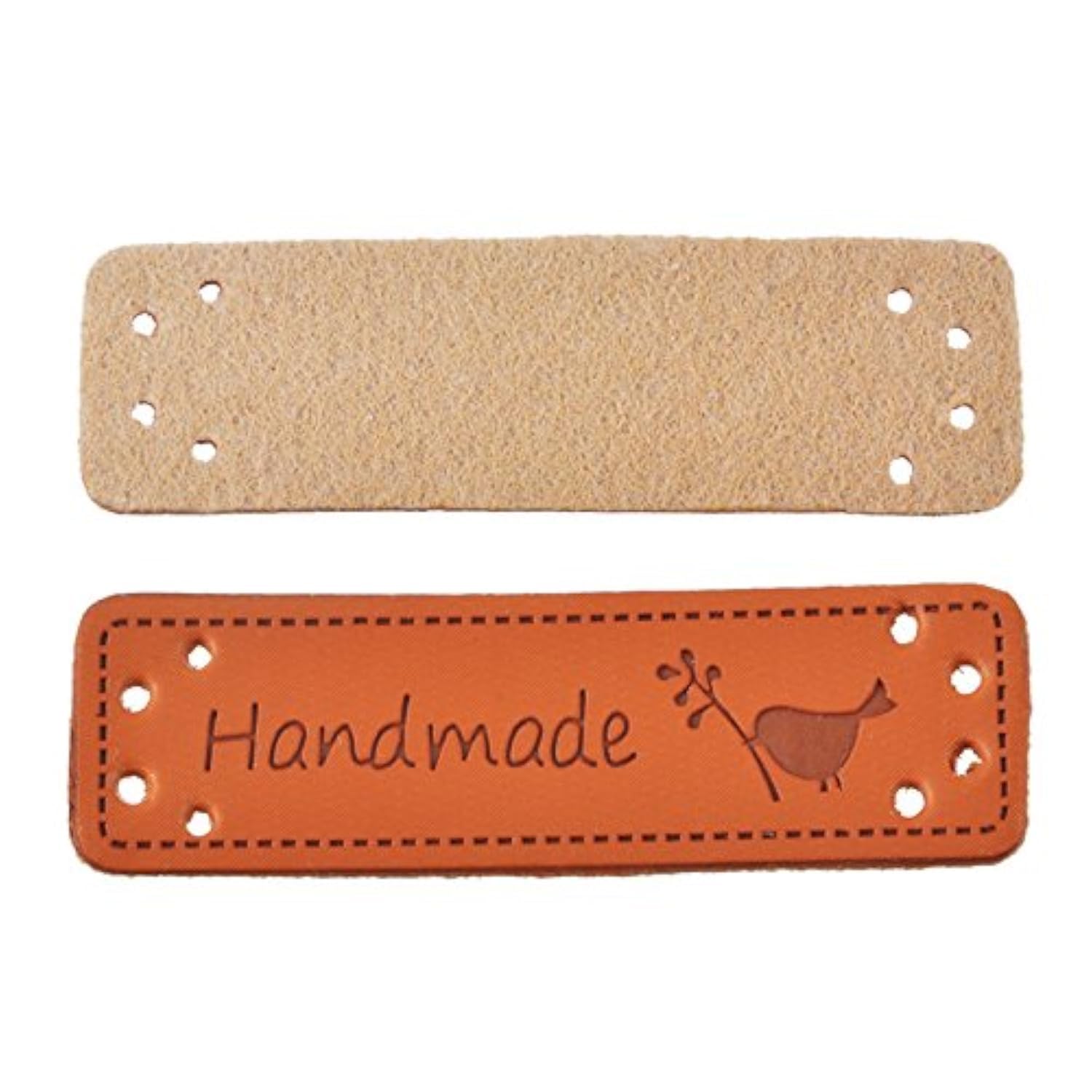 Yalulu 20Pcs PU Leather Label Simple Handmade Embossed Tag Embellishment Knit DIY Apparel Accessories