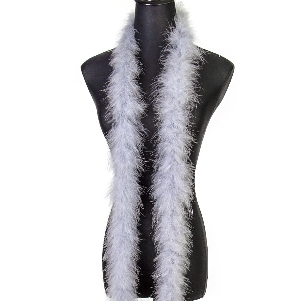 2 Yards 20G Fluffy Marabou Grey Feather Boa for DIY Craft Sewing Trim Home Wedding Party Christmas Decoration — image 1
