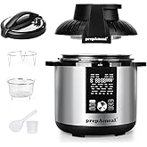 prepAmeal 8Qt Pressure Cooker & Air Fryer Combo with Pressure Lid and Air-Fry Lid - 7-in-1 cooking Modes, Easy Read LCD Displ