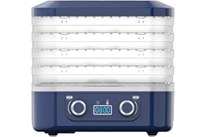 360° Airflow Food Dehydrator Machine With Digital Adjustable Timer & Temperature Control, Time-Saving Quickly, Trays for Beef