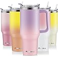 40 oz Tumbler with Handle and Straw, 100% Leak Proof Tumblers Cup, Stainless Steel Insulated Travel Coffee Mug, Keeps Drinks Cold for 24 Hours or Hot for 10 Hrs, Fit for Car Cup Holder, PurplePink