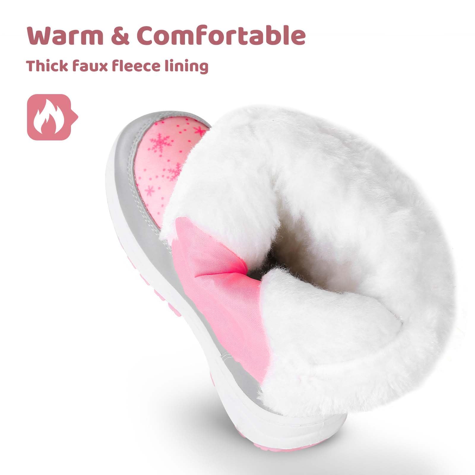 Apakowa Kids Girls Insulated Fur Winter Warm Snow Boots (Toddler/Little Kid)